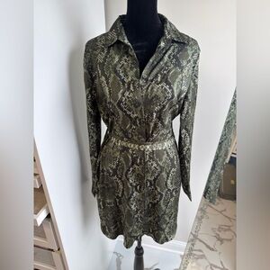 H&M Black and Green Snake Print Fabric